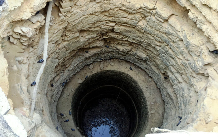 Top view of deep well without water